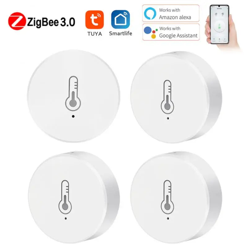 1/2PCS Tuya Zigbee 3.0 Temperature And Humidity Sensor Remote Monitor By Smart Life APP Battery Powered Work With Alexa