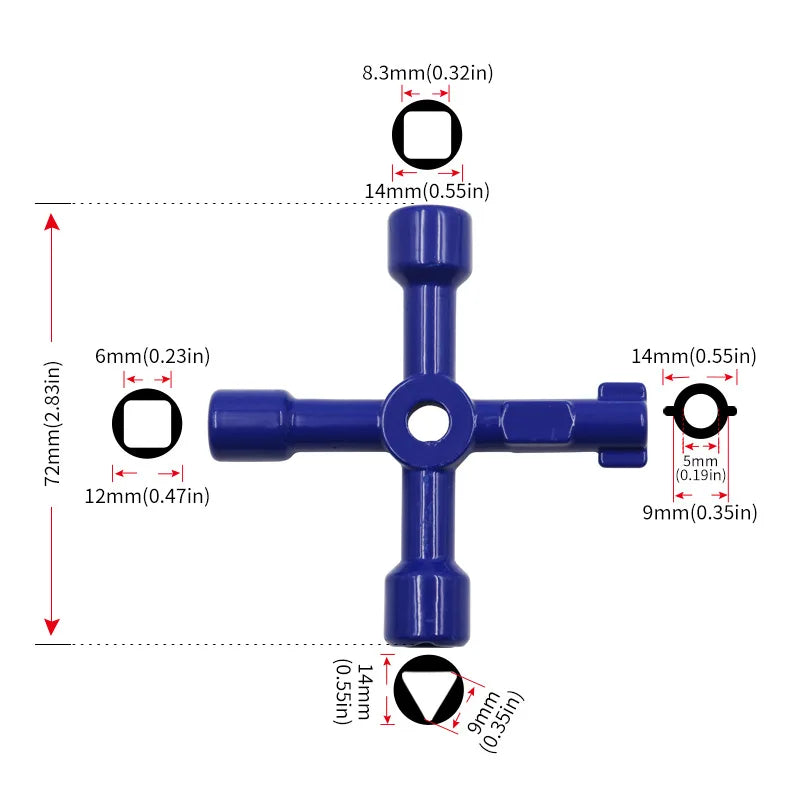 New High Quality Multi-functional Electric Control Cabinet Triangle Key Wrench Elevator Water Meter Valve Square Hole