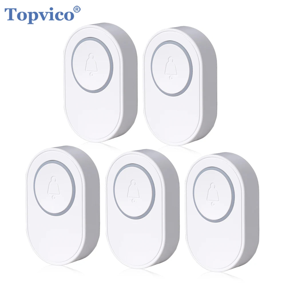 Topvico 1/2/3/5pcs 433mhz Wireless Doorbell for Home Outdoor Waterproof Transmitter Button Hub Receiver Required