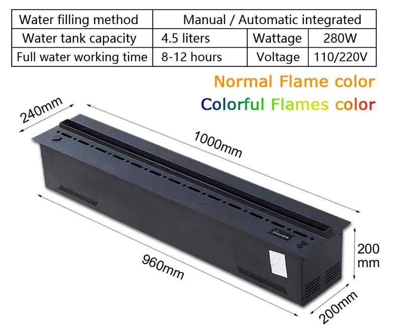 Colorful Simulation Flame Water Vapor Fireplace 5 Year Warranty Smart Steam LED Flame TV Stand Decorative Electric Fireplace