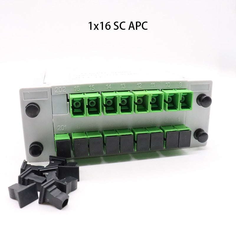 5pcs/box SC APC 1X16 Fiber Optical Splitter Box FTTH Planar Waveguide Type Optical Fiber Splitter PLC Splitter Box 1:16 SC APC