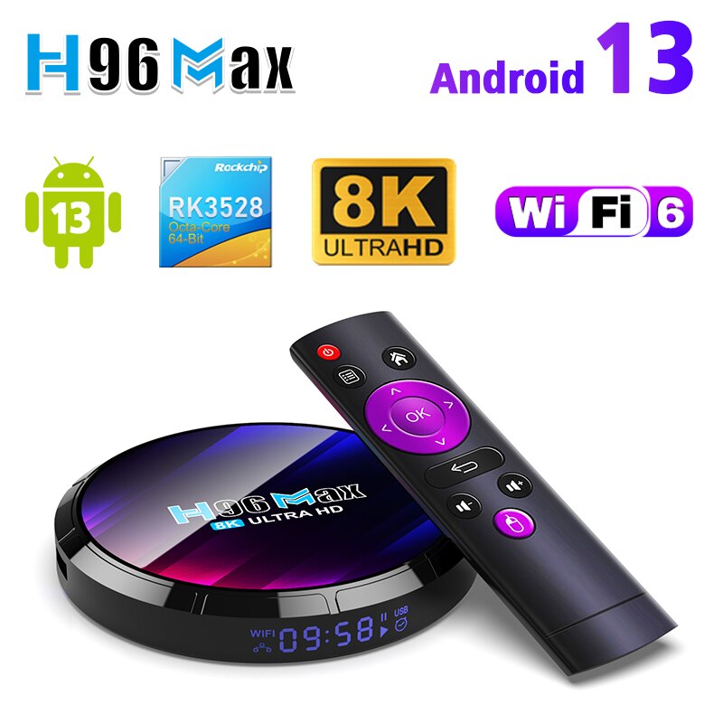 Android TV Box H96MAX RK3528 4GB RAM 64GB ROM Android Box Support 2.4G/5.8G WiFi6 BT5.0 4K Video Set Top TV Box