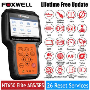 FOXWELL NT650 Elite OBD2 Automotive Scanner Code Reader Professional A/F BRT ABS SRS DPF Oil 26 Reset OBD 2 Car Diagnostic Tool