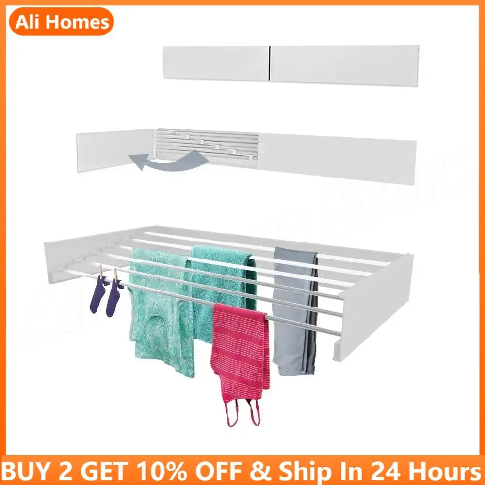 Retractable Clothes Hanger Invisible Wall Mounted Hanger Drying Rack Clothes Rack Folding Wall Extendable Organization Hangers