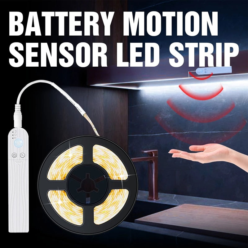 5M PIR Led Motion Sensor LED Strip Lamp 5V Led Under Cabinet Lamp Tape Ribbon Diode Light Battery Powered TV Backlight Lighting