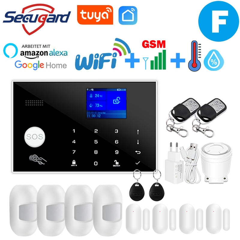 WiFi GSM Alarm System Tuya Smart Home TFT Screen RFID APP Touch Keyboard House Burglar Security Alarm Support Voice Switching