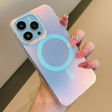 For iPhone 14 Pro Max Magsafe Phone Cases Aurora Gradient Laser Hard PC TPU Hybird Magnetic Case for iPhone 11 12 13 Pro Max