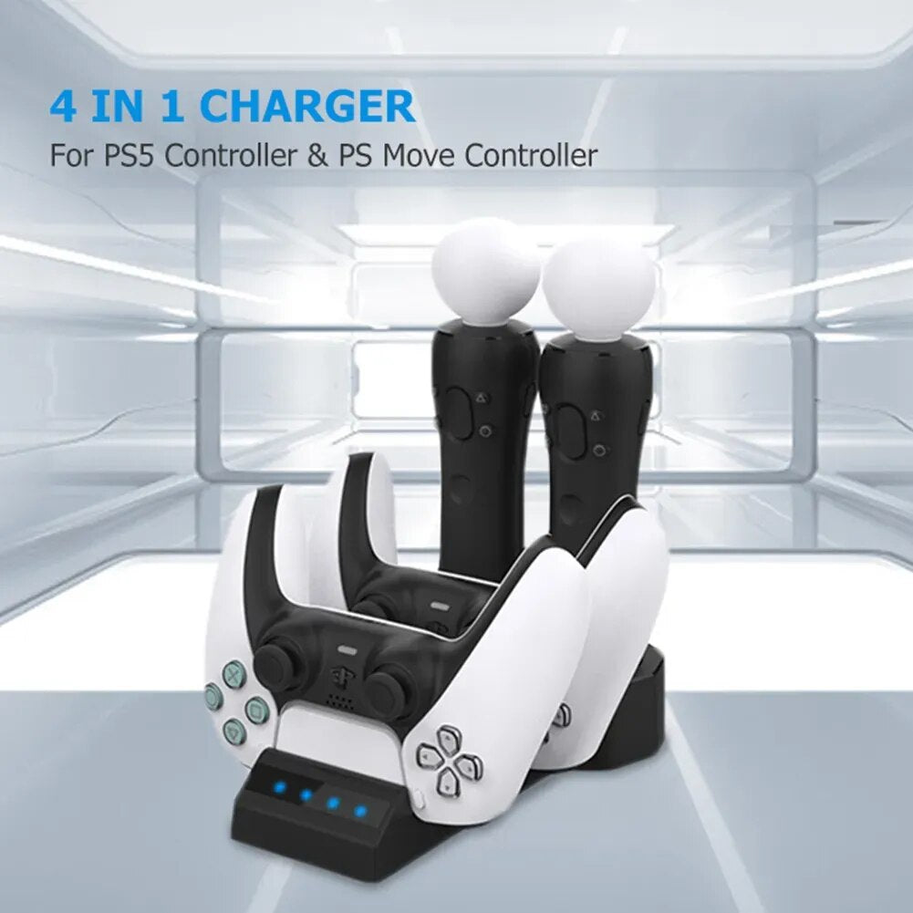 NEW2023 Ports Charging Stand Station for PS5 PS Move Game Controller Charger Dock Charger for PlayStation Controller