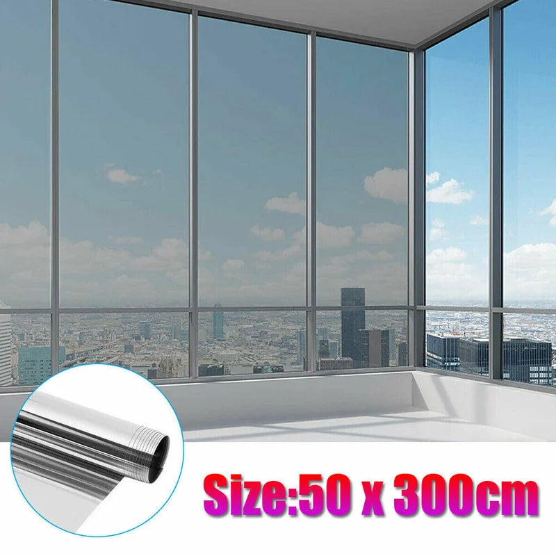 1 Roll 20"x10FT Uncut Window Mirror Silver Chrome Tint Film Car Vehicle Windows Office Home Glass DIY Universal Useful