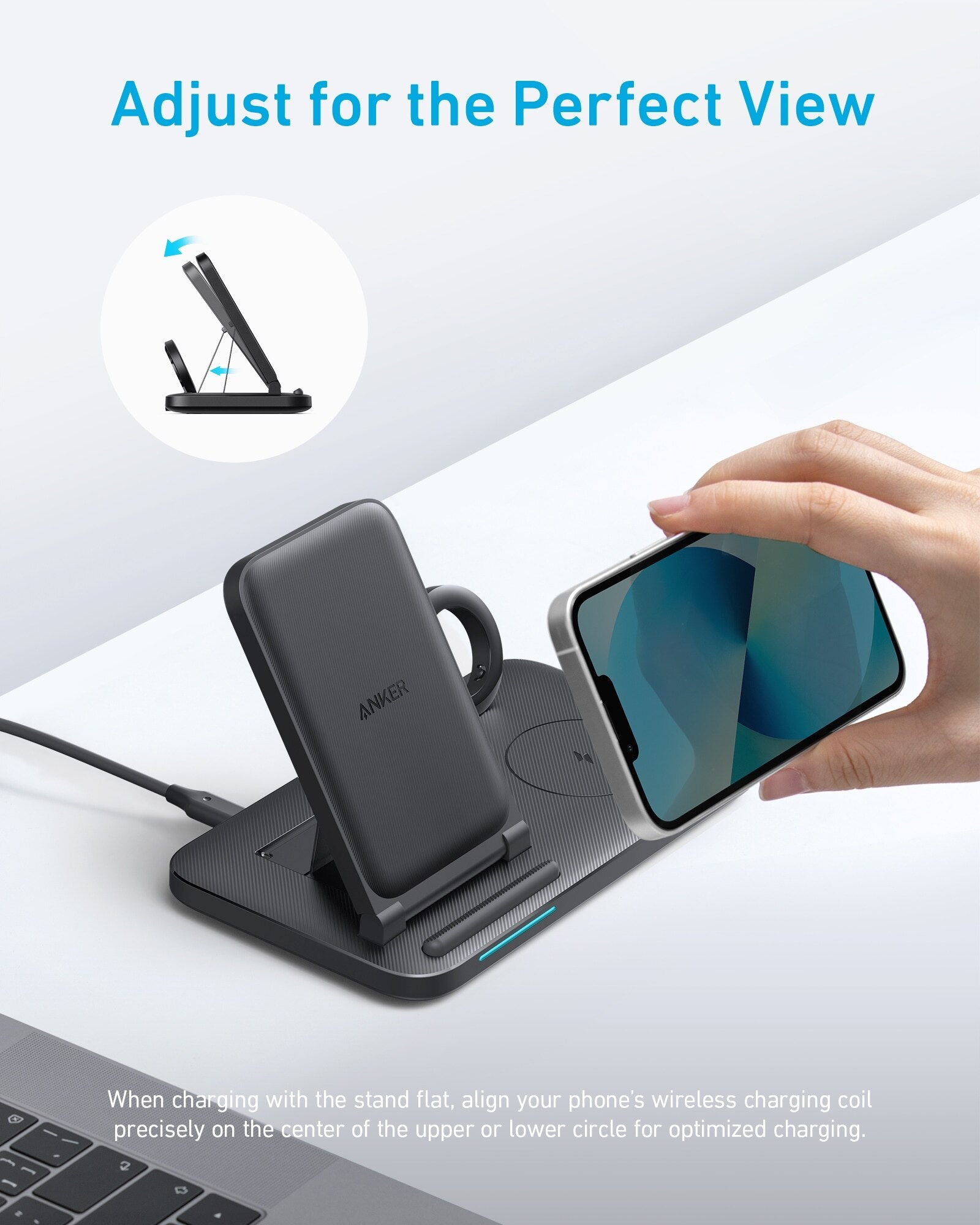 Anker 335 Wireless Charger 3-in-1 Station with Adapter wireless chargers for  airpods for  iPhone 13/iPhone 12 for apple watch