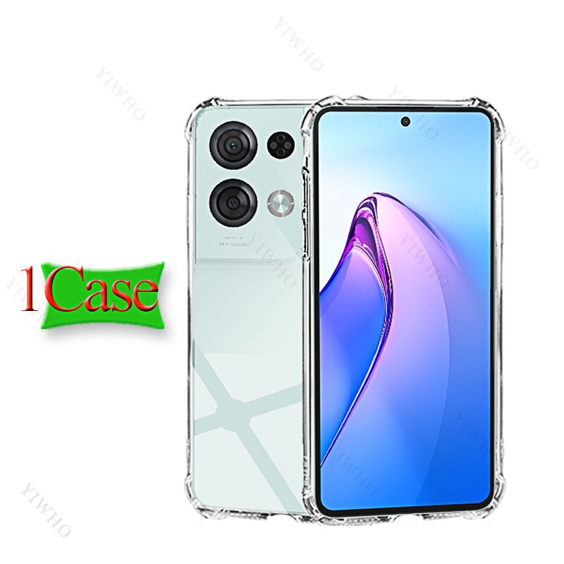 6+1 Screen Protector Full Glue Tempered Glass for Oppo Reno 8 Pro Soft Silicone Case Camera Cover for OPPO Reno8Pro 6.7" CPH2357