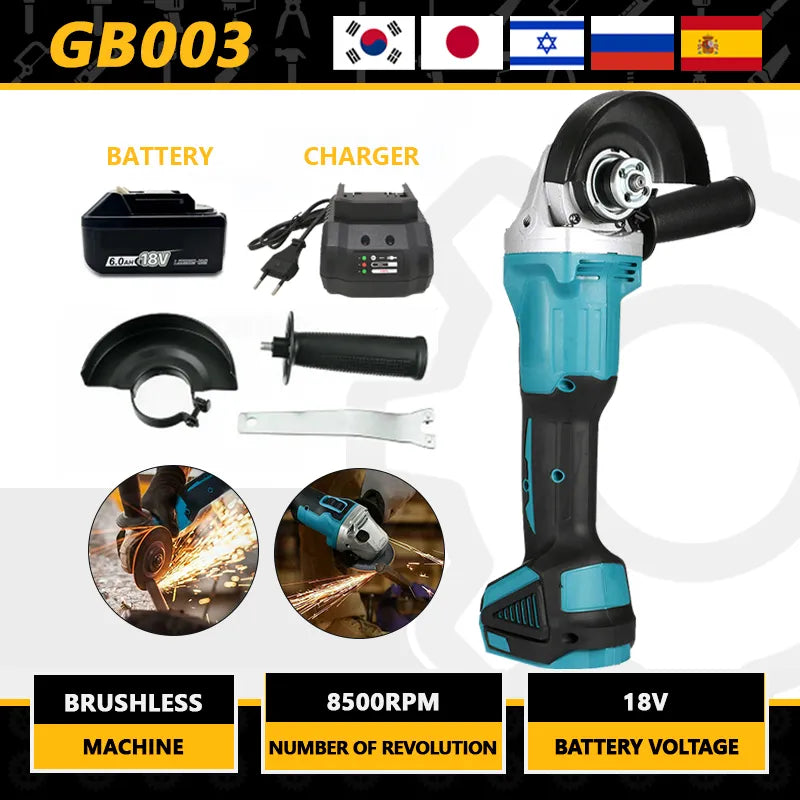 18V 100mm Brushless Impact Angle Grinder Cordless Cutting Machine Polisher Power Tools compatible For Makita Battery