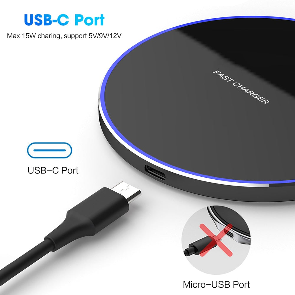30W Fast  Wireless Charger Pad for iPhone 14 13 12 11 XS Pro Max XR X 8 Plus For Samsung S22 S21 S20 Xiaomi Induction Charging