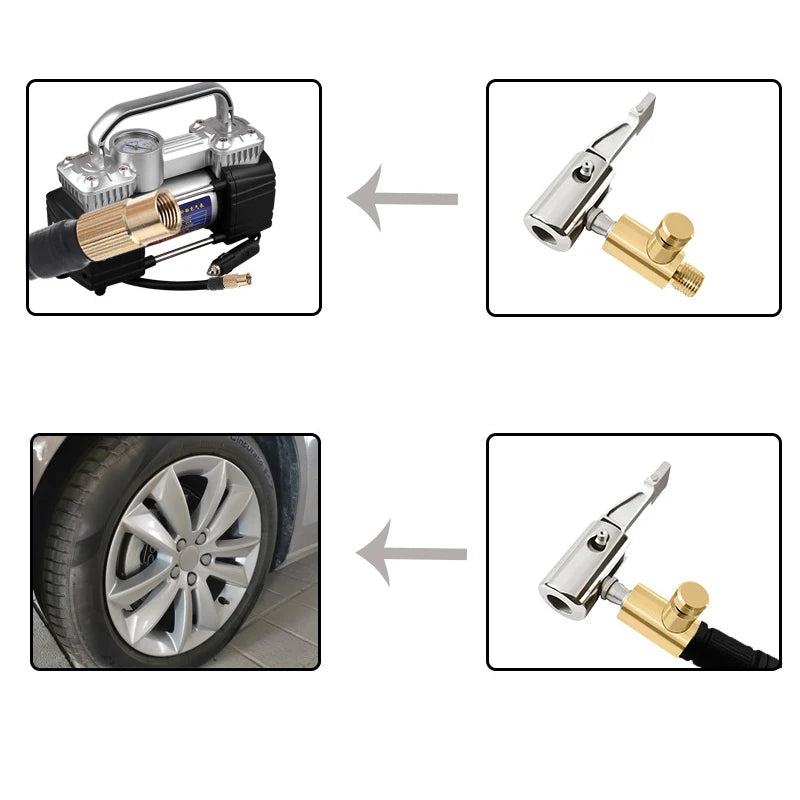 Portable Tire Nozzle Clamp Inflatable Pump Connector Car Tire Air Chuck Inflator Compressor Can Be Deflated Valve Adapter 1 Pc
