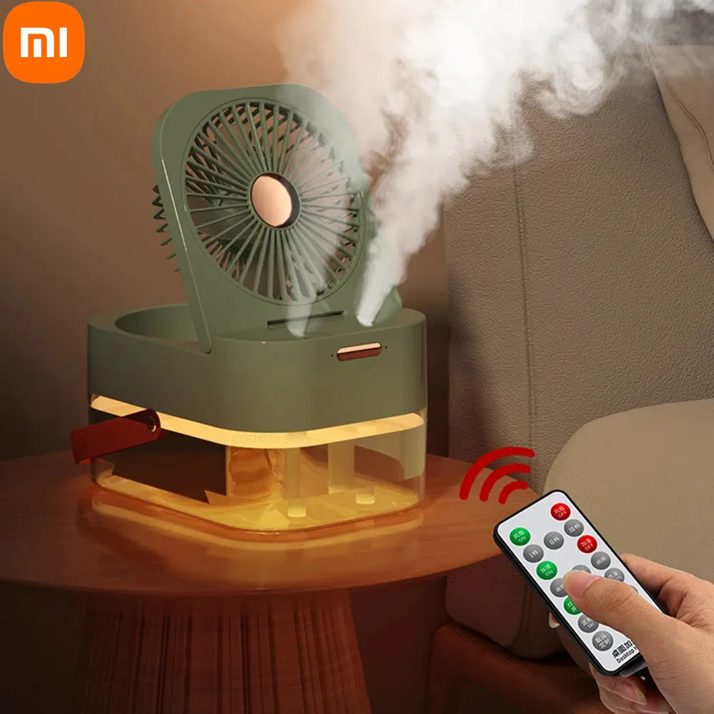 Xiaomi Double Spray Humidification Home Desktop Air Cooler Fan USB Rechargeable Remote Control Humidifier Sprayer Cooling Fan