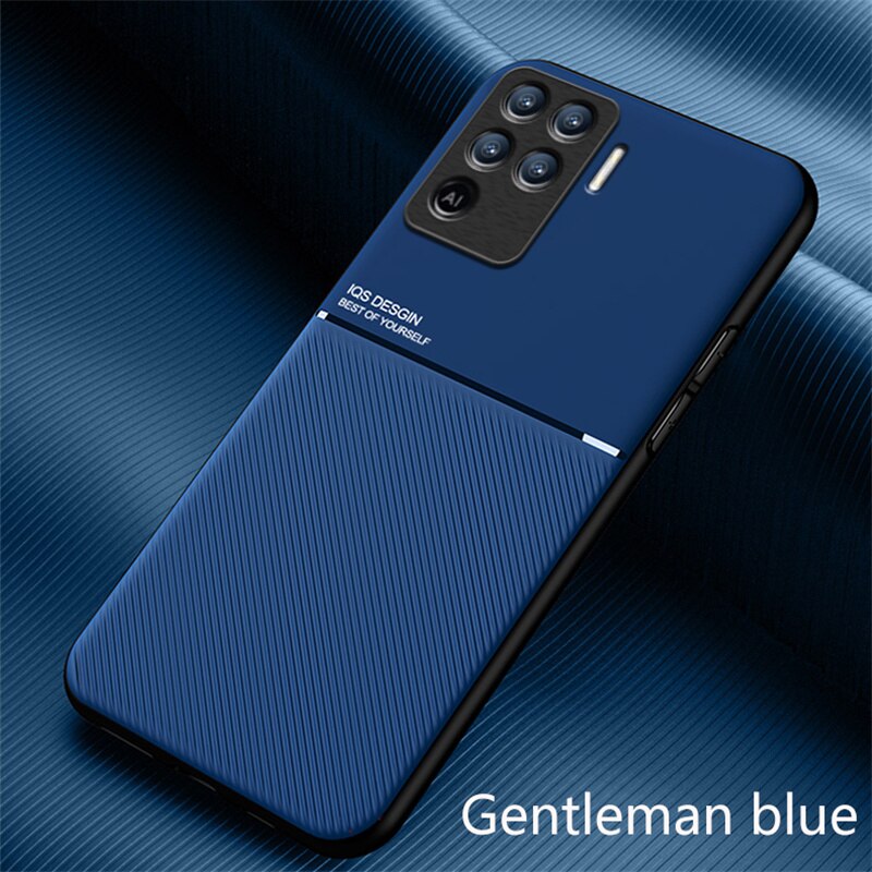 For OPPO Reno 5 Lite Case Leather Texture Car Magnetic Holder Back Cover For Oppo Reno5 Lite Reno 5Lite Renault 5 Light Cases