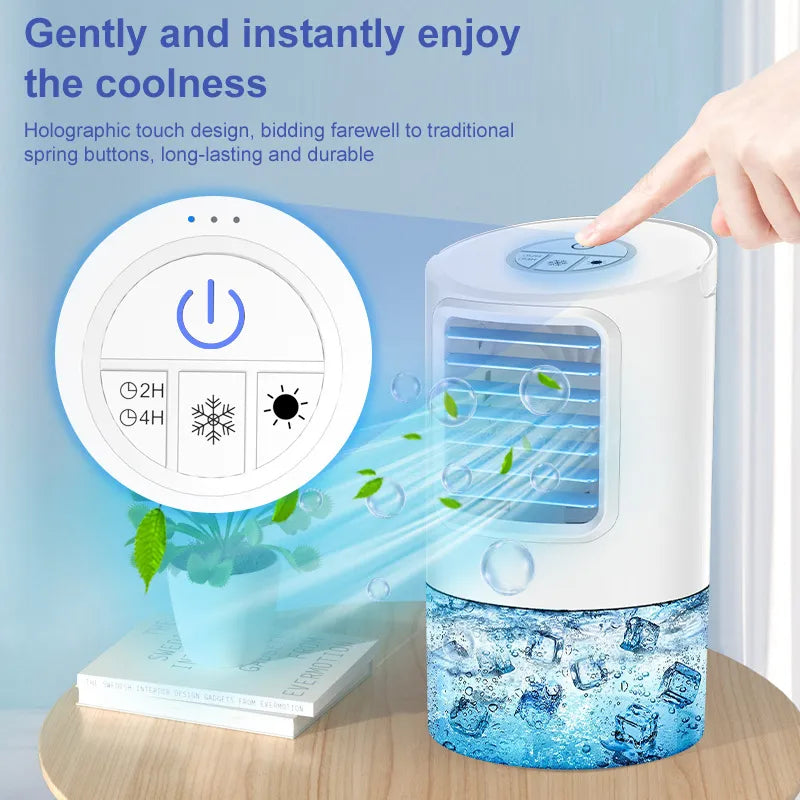 2023 New USB Timed Portable Desktop Refrigeration Air Conditioning Fan Silent Spray Air Cooler Cooling Fan Colorful Light Home