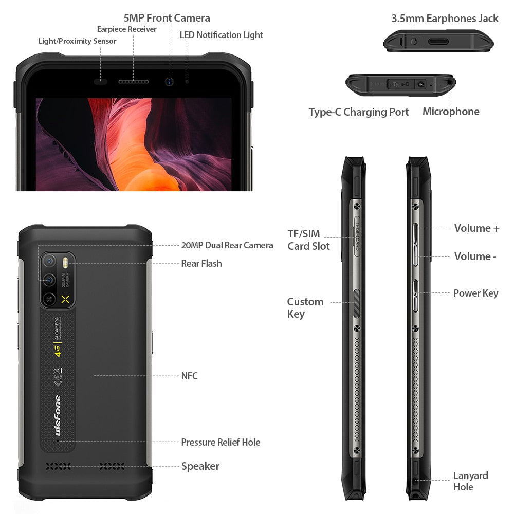 Ulefone Armor X10 Pro Rugged Phone   64GB ROM Waterproof Smartphone 5180mAh telephone 5.45“ Android 12 Phone NFC