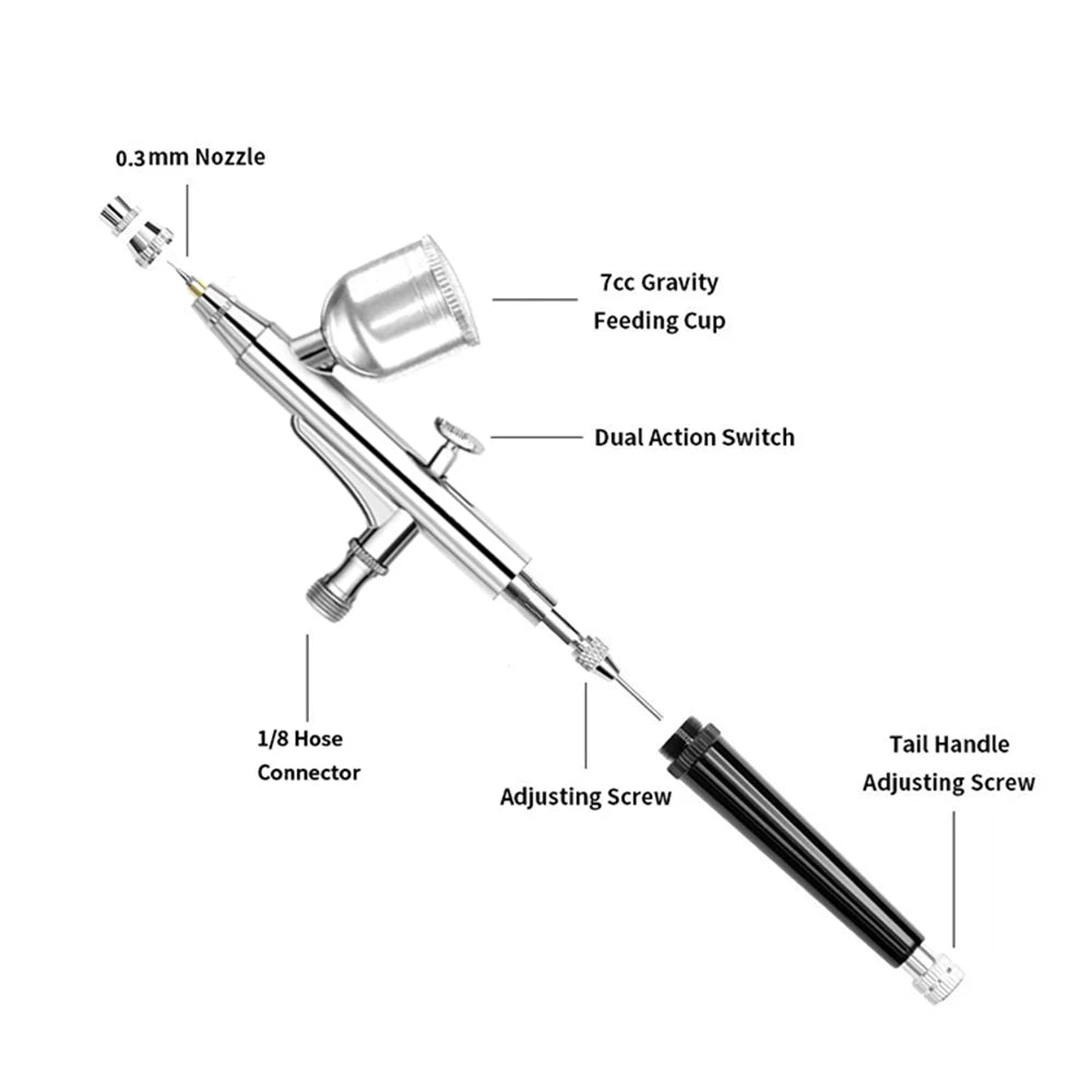 Gravity Feed Trigger Type Airbrush 131 Black And Red Pen Cup Replaceable Spray Air Brush Gun Dual Single Action