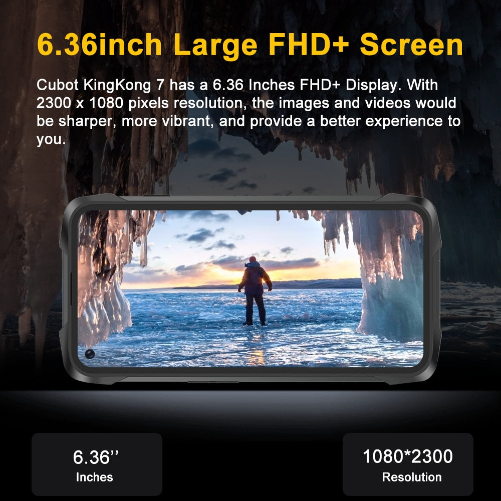 New Cubot KingKong 7 Rugged Smartphone IP68 & IP69K Waterproof 5000mAh 6.36" FHD+ 64MP AI Triple Camera 8GB+128GB NFC Android 11