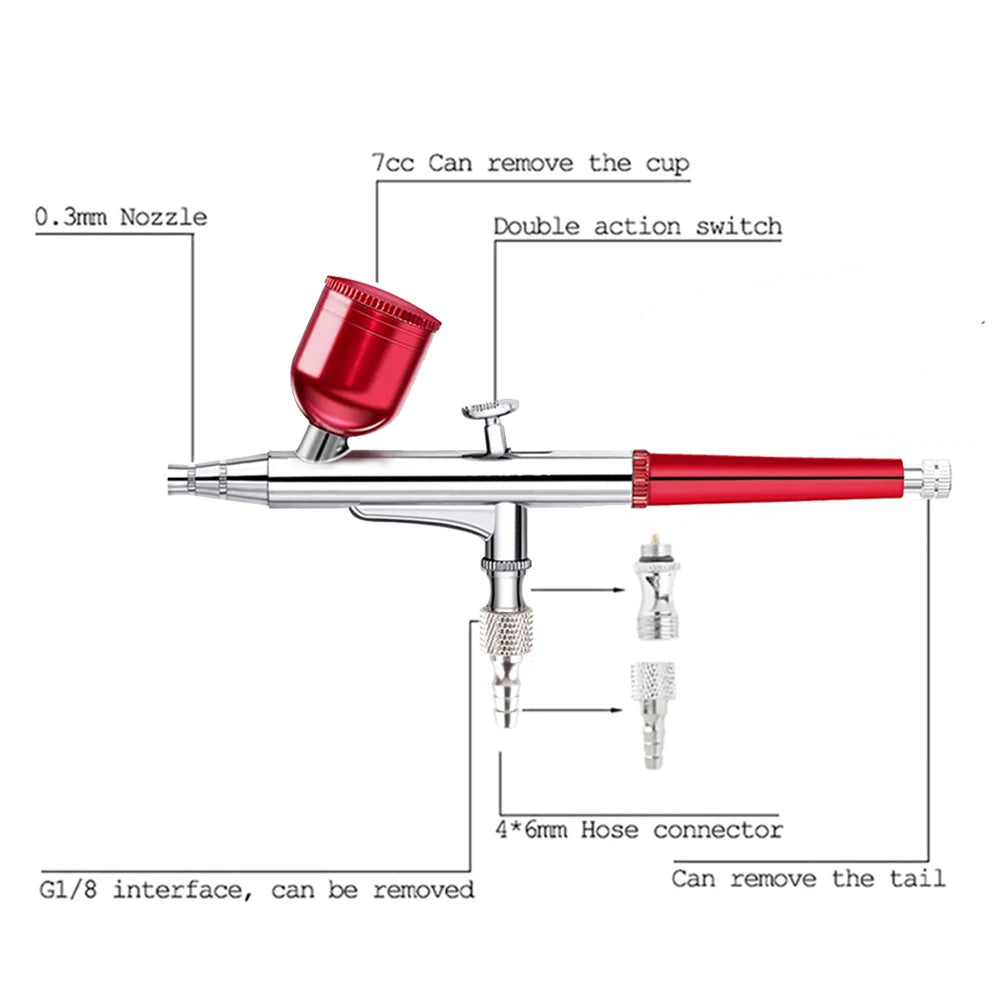 Gravity Feed Trigger Type Airbrush 131 Black And Red Pen Cup Replaceable Spray Air Brush Gun Dual Single Action