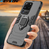 KEYSION Shockproof Armor Case for Samsung Galaxy S20 S20 Plus S20 Ultra Ring Holder Stand Phone Back Cover for Samsung S20+ S20