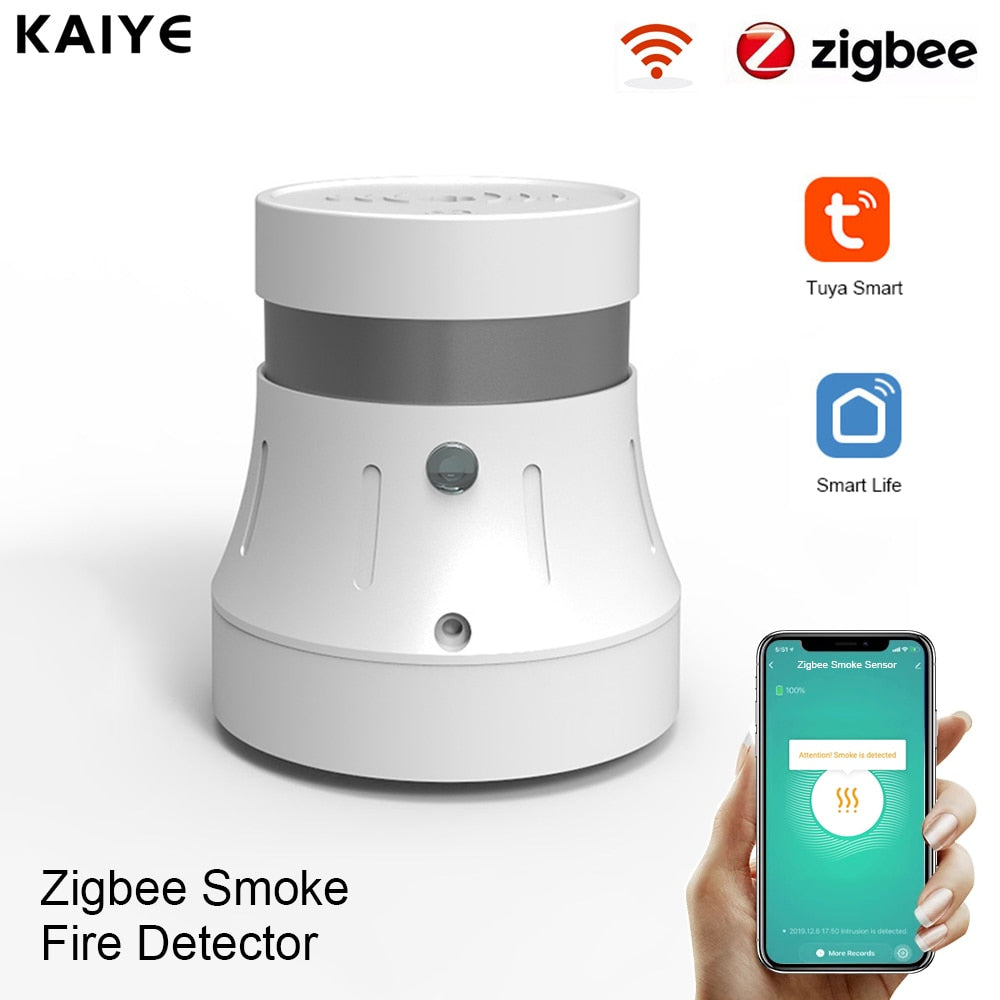 Tuya Zigbee Smoke Detector Sensor Smart Fire Alarm High Sensitive Home Security Protection Alarm Work With Smart Life Bridge Hub
