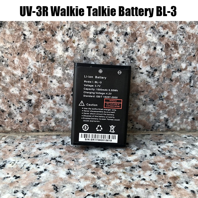 Baofeng Walkie Talkie UV-3R Li-ion Battery 4.2V 1500mAh Long Standy for Baofeng UV3R Radios Accessories Extra Battery Model BL-3