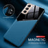 S 21 FE Case Leather Car Magnetic Holder Phone Cover For Samsung Galaxy S21 FE S21FE S 21FE 5G 6.4" TPU Soft Frame Protect Coque