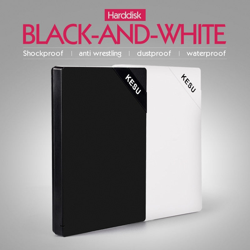 Original KESU 2.5'' External Hard Drive USB3.0 HDD Portable External HD Hard Disk for PC Mac Desktop Laptop Server (Black/White)