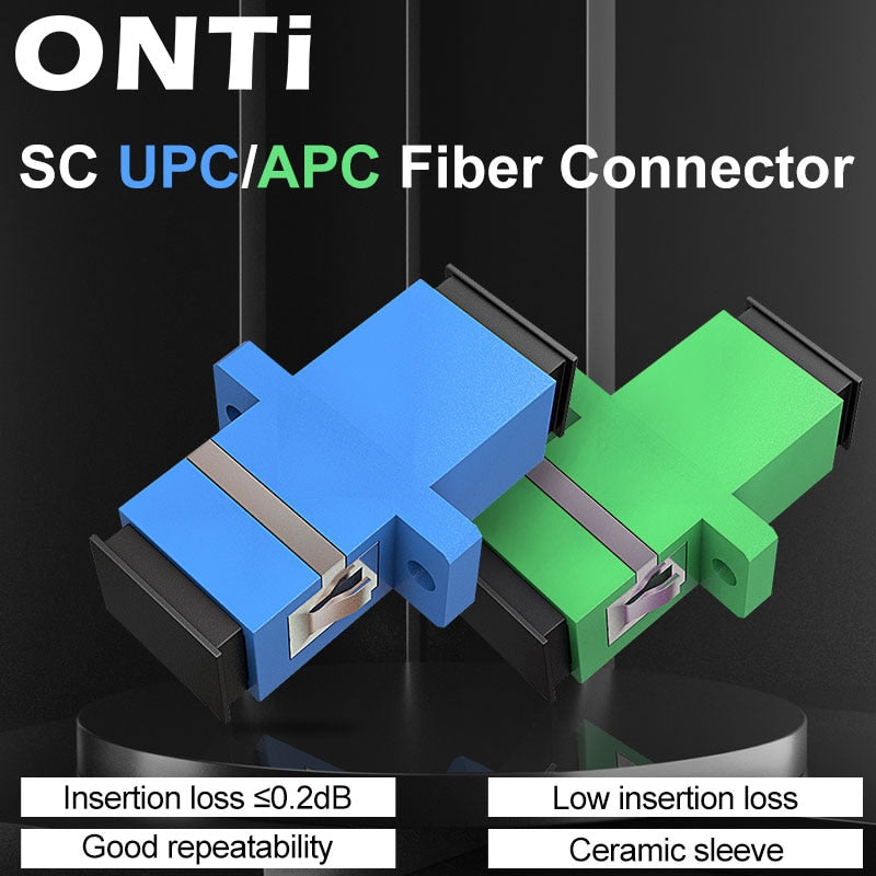 ONTi 50-400 Pcs  Fiber Optic Connector Adapter SC / UPC SM Flange Singlemode Simplex SC-SC APC Coupler Free Shipping Wholesale