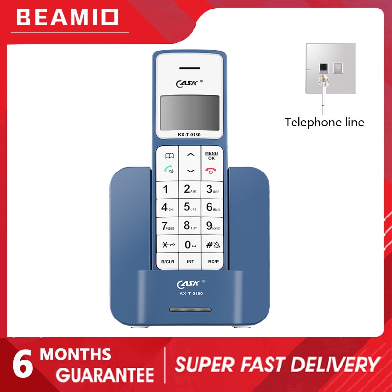 Beamio Multi-language Cordless Telephone With Call ID LCD Landline Phone Fixed Telephones For Desk Home Office Bedroom Black