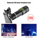 Universal 20X Zoom Telephoto Len Portable External Mobile Phone Optical Camera Lens with Clip for Smartphone Accessory