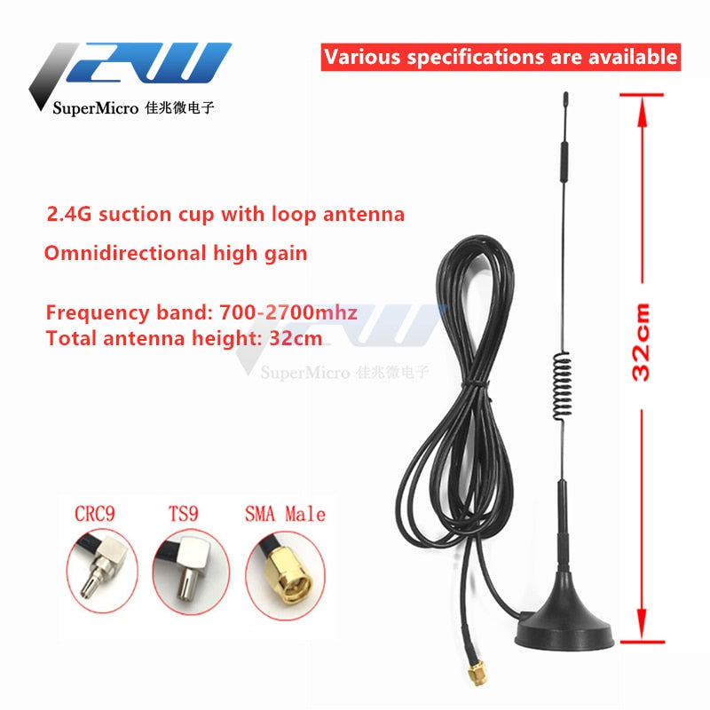 700-2700MHz 12dBi 2G 3G 4G LTE Magnetic Antenna High Gain TS9 /CRC9 /SMA-J Male Connector External GSM/GPRS Router Antenna 3M/5M