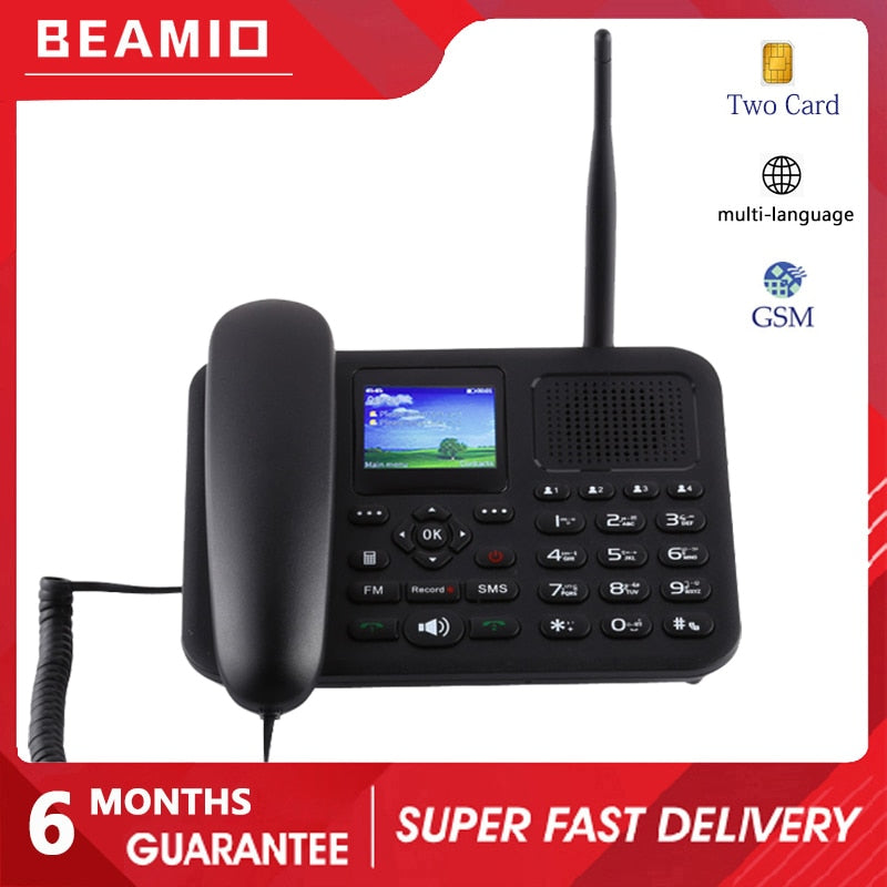 Beamio GSM Wireless Telephone With Multi Language Dual SIM Card FM Radio Record Color Screen Phone For Home Office Desktop