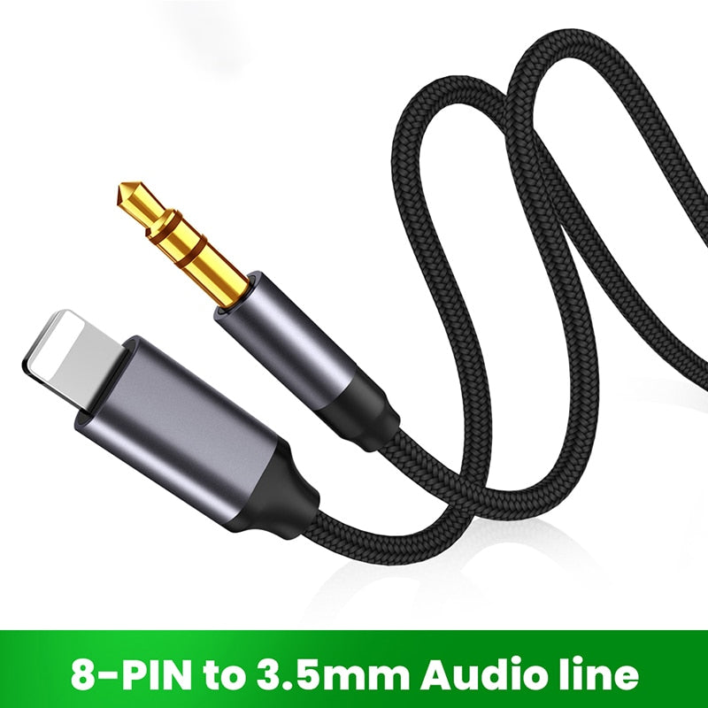 8 Pin To 3.5mm Jack AUX Cable Lighting To AUX Headphone Adapter Audio Extension Kable Connector Splitter For iPhone 14/13/12/11