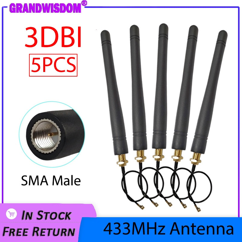 433MHz antenna lora 3dBi SMA Male Connector antenne 433 mhz  IOT directional antena +21cm RP-SMA to ufl./ IPX 1.13 Pigtail Cable