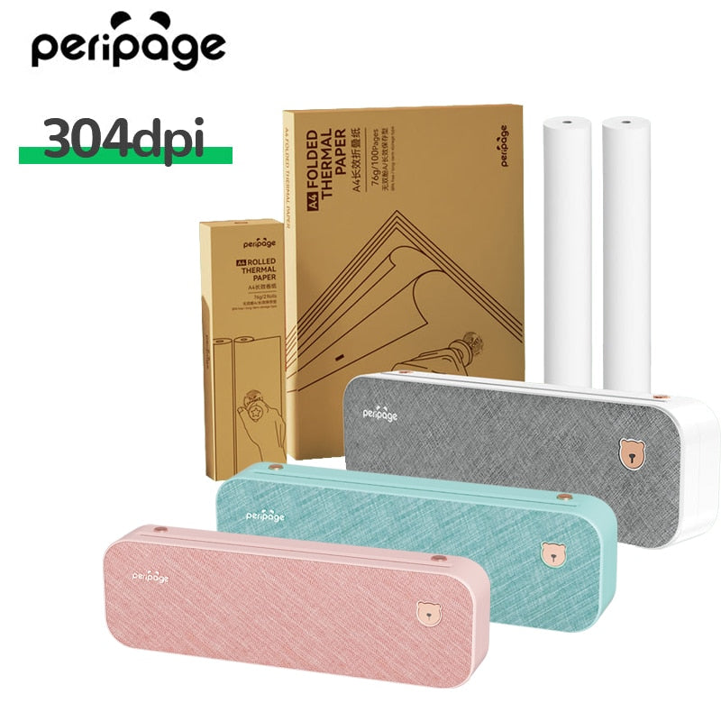 PeriPage 304DPI A4 Portable Printer Wireless Print PDF Webpage Contract Document Printers Study Bluetooth Mini A4 Printer