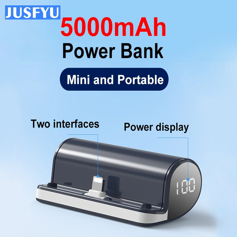 Mini Power Bank 5000mAh Fast Charging External Battery For iPhone Samsung Huawei Portable LED Digital Display Powerbank Charger