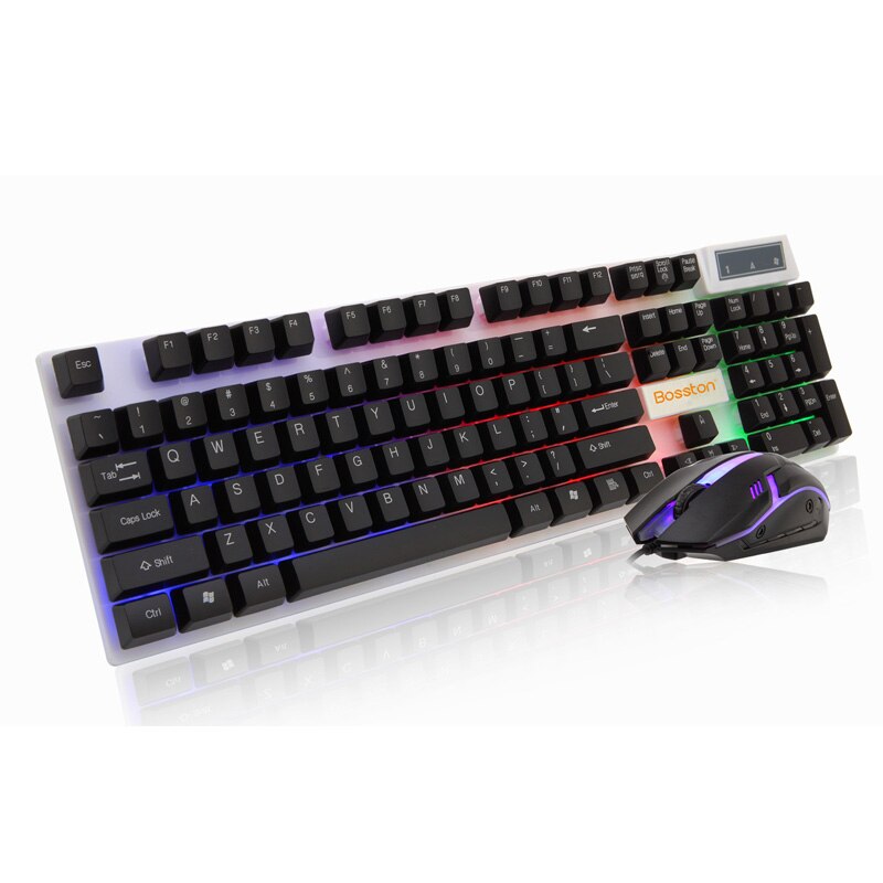 Bosston Brand Hot Sell 8310 Gaming Keyboard Mouse Combos Wired for Desktop Laptop Computer With Single Rainbow Backlit With Pack
