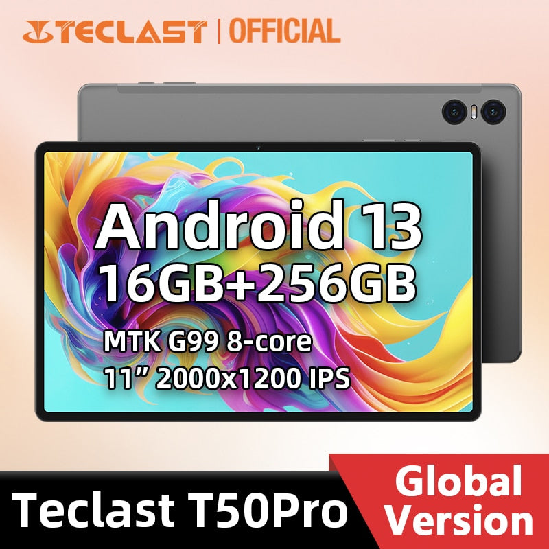 【NEW】Teclast T50 PRO MAX 16GB+256GB 11" 2K Android 13 Tablet 2000x1200 MTK G99 Octa Core 4G Network Type-C Fast Charging 18W