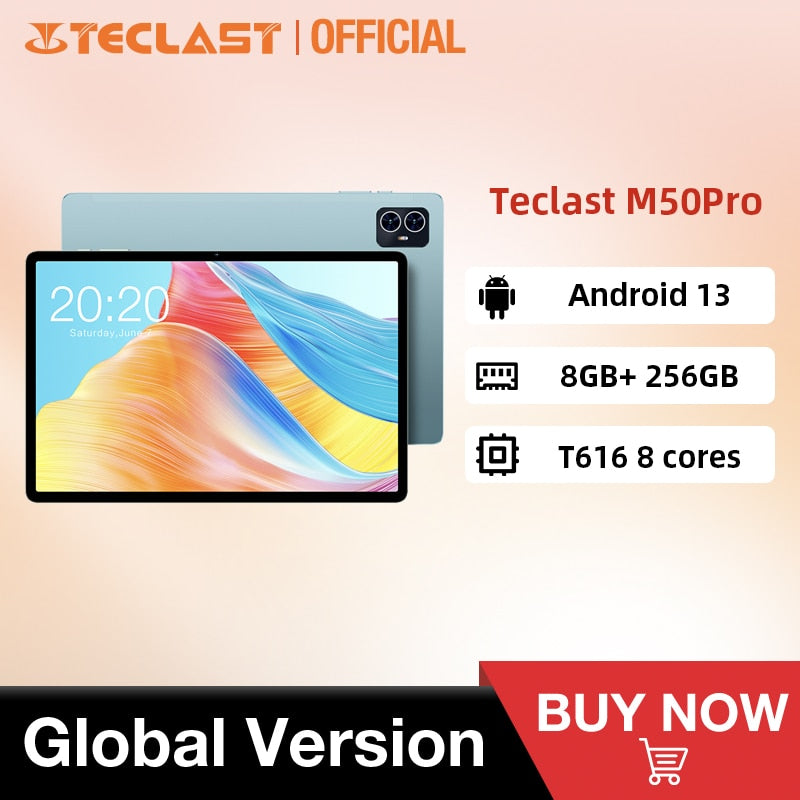 Teclast M50Pro Android 13 Tablet 10.1" TDDI Fully Laminated 8GB RAM 256GB ROM Tablets PC T616 8-core 4G LTE Dual SIM Type-C GPS