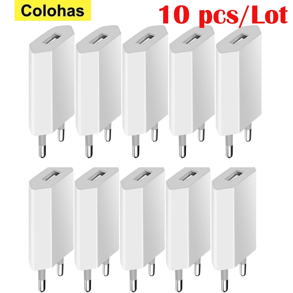 10/5 Pcs USB Power Adapter Mobile Phone Charger Electrical Socket EU Plug Travel Smart Matching Charger Adapter For Smartphone