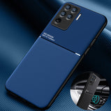 For OPPO Reno 5 Lite Case Leather Texture Car Magnetic Holder Back Cover For Oppo Reno5 Lite Reno 5Lite Renault 5 Light Cases