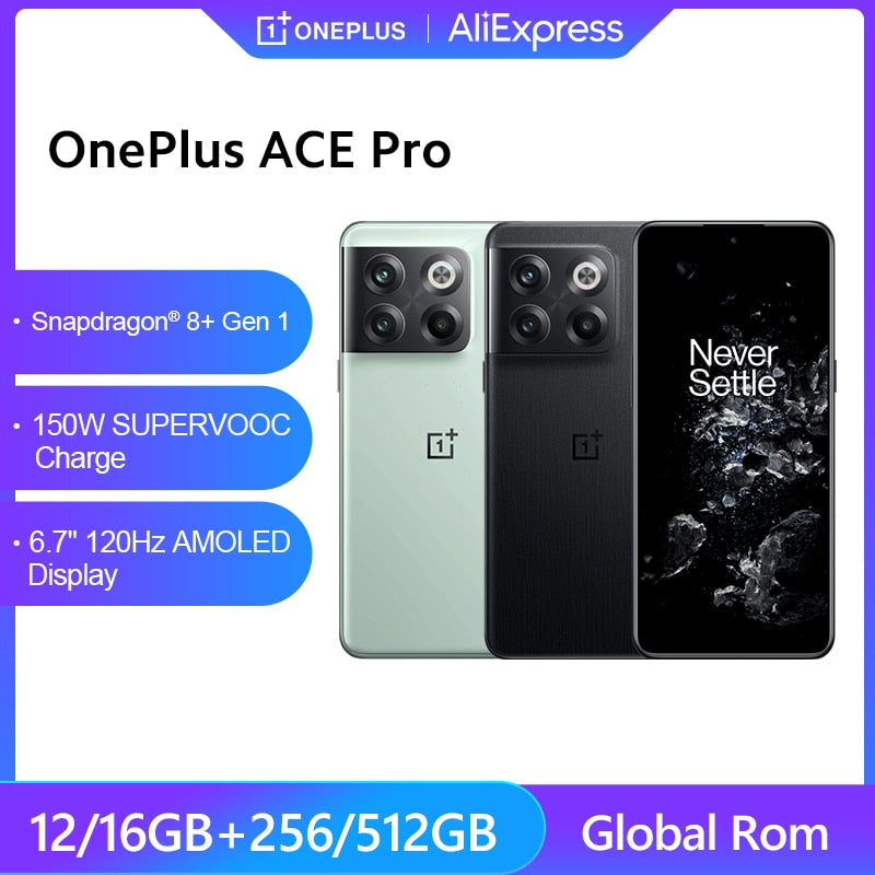 Global Rom OnePlus Ace Pro 5G Smartphone 150W Supervooc Charge 4800mAh 6.7'' Cellphones 120Hz AMOLED Display 50MP Triple Camera