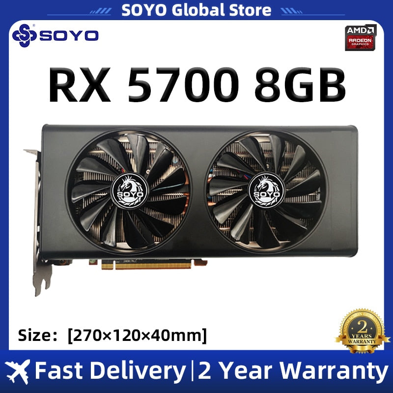 SOYO RX 5700 8GB Graphics Card GPU GDDR6 256-Bit 8pin+8pin 7nm Brand New Video Card Support Desktop CPU placa de video