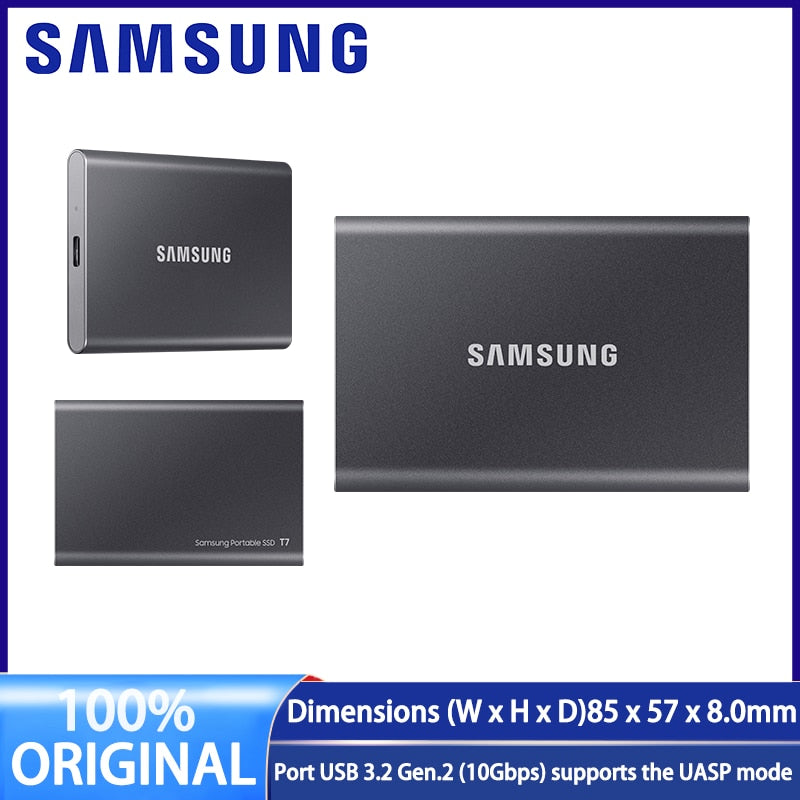 Samsung T7 Portable SSD 500GB  External Disk Hard Drive Solid State Disk USB 3.2 Gen 2 Compatible SSD For Laptop Desktop