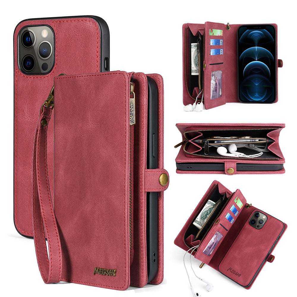 Wallet PU Fashion Portable Leather Phone Case For iPhone 6 6S 7 8 Plus X XS XR XSMax SE2020 11 12 13 14 Mini Pro ProMax