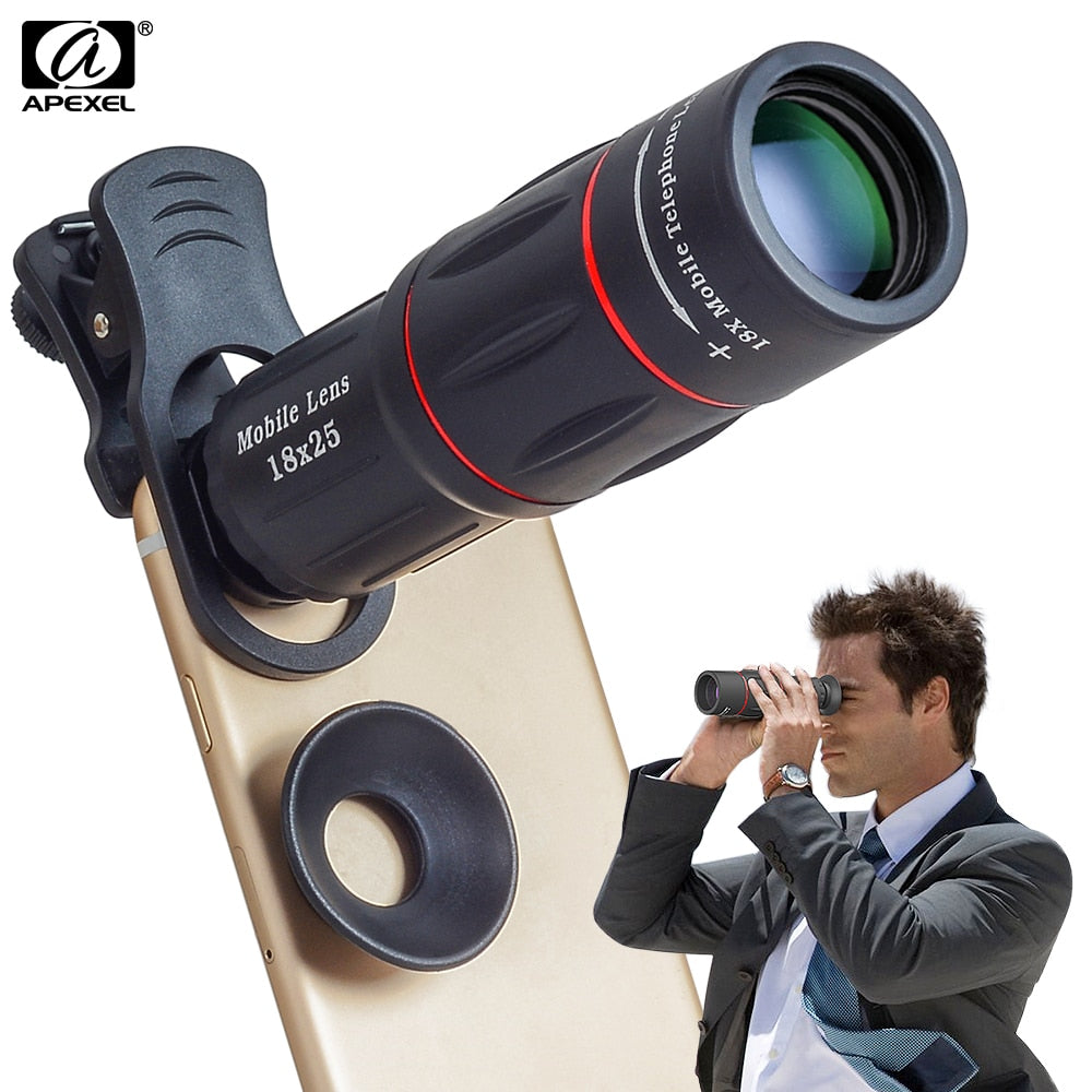 APEXEL Telescope Telephoto Lens 18X Zoom lens with Tripod Monocular Mobile Phone camera Lens for Smartphones lente para celular
