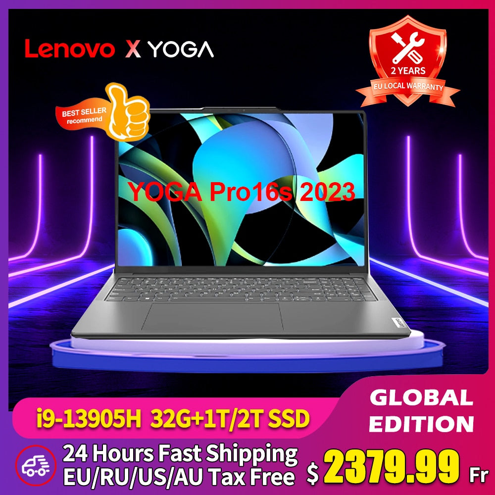 Lenovo YOGA Pro 16s 2023 Extreme Laptop Intel i9-13905H 32GB/1T RTX4060 3.2K Ultra-thin Touch 165Hz Full Screen Notebook PC